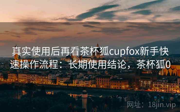 真实使用后再看茶杯狐cupfox新手快速操作流程：长期使用结论，茶杯狐0